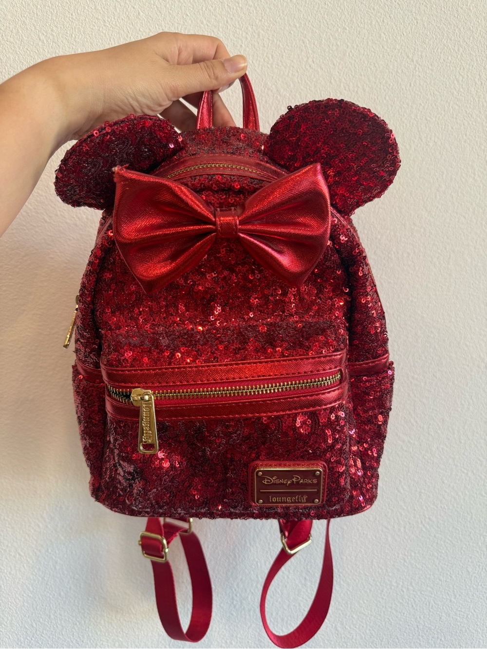 DISNEY PARKS LOUNGEFLY RED SEQUIN MINI BACKPACK